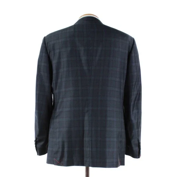 Cardinal of Canada NWT Wool Sport Coat Size 44R US In Dark Green w/ Navy Plaid